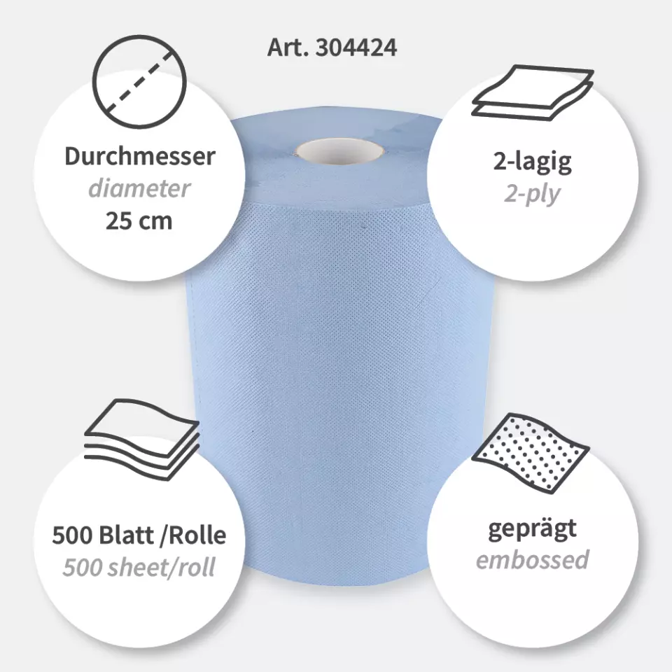 HygoClean 304424, Allfood Zellstoff-Mix Putzpapier, 2-lagig, Blau, image 3, gallery thumbnail