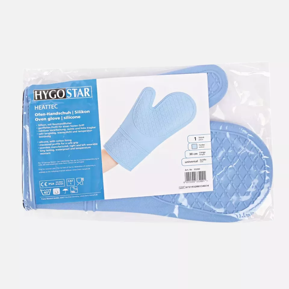 HygoStar 33200, Heattec Silicone Oven Gloves, 30 cm, Light Blue, image 2, gallery thumbnail