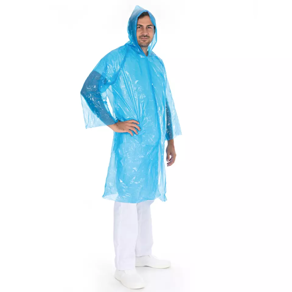 HygoNorm 27336, Light PE Visitor Gowns, With Hood, Blue, image 1, gallery thumbnail