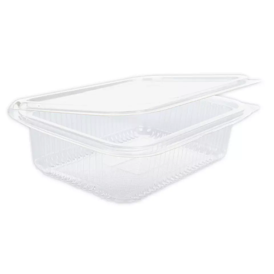 Franz Mensch 423904, Organic Rectangular PLA Deli & Salad Bowls with Hinged Lid, 750 ml, image 1, gallery thumbnail