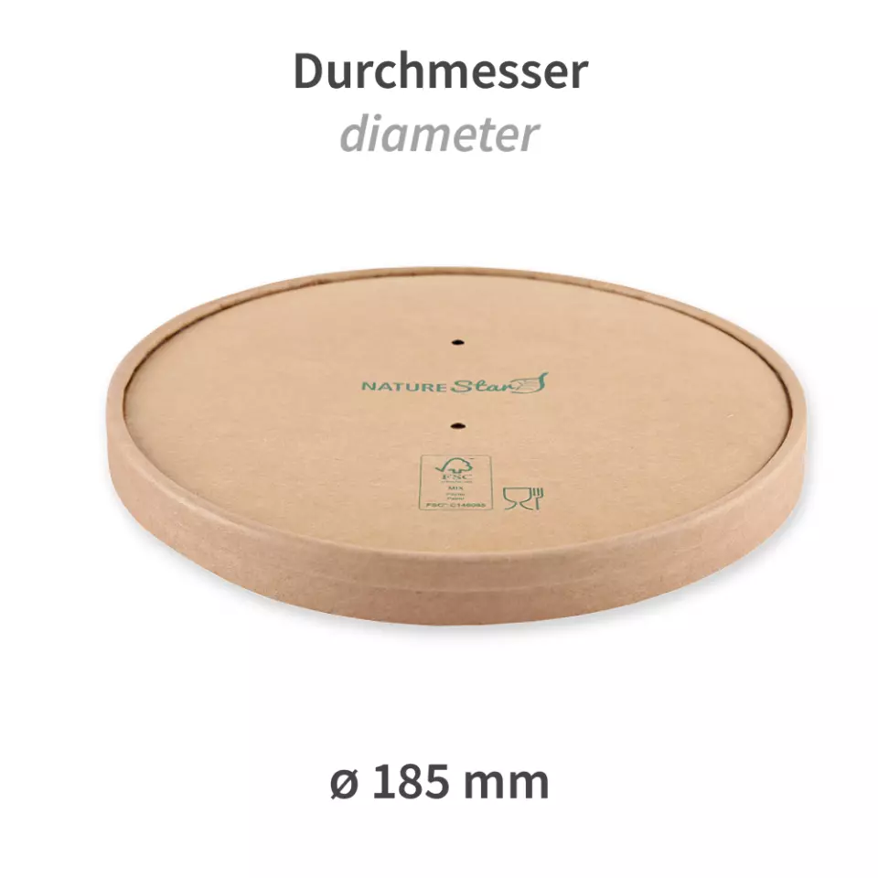 NATUREStar 417118, Caesar Organic Salad Bowl Lids, Kraft Paper/PE, FSC®-mix, ø 185 mm, image 2, gallery thumbnail