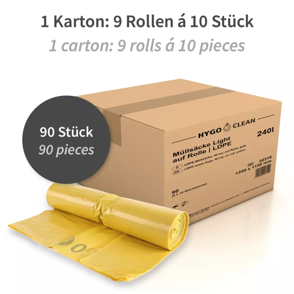 HygoStar 32318, Leichte Müllsäcke, 240 l, Gelb, LDPE, Rolle, image 5, gallery thumbnail