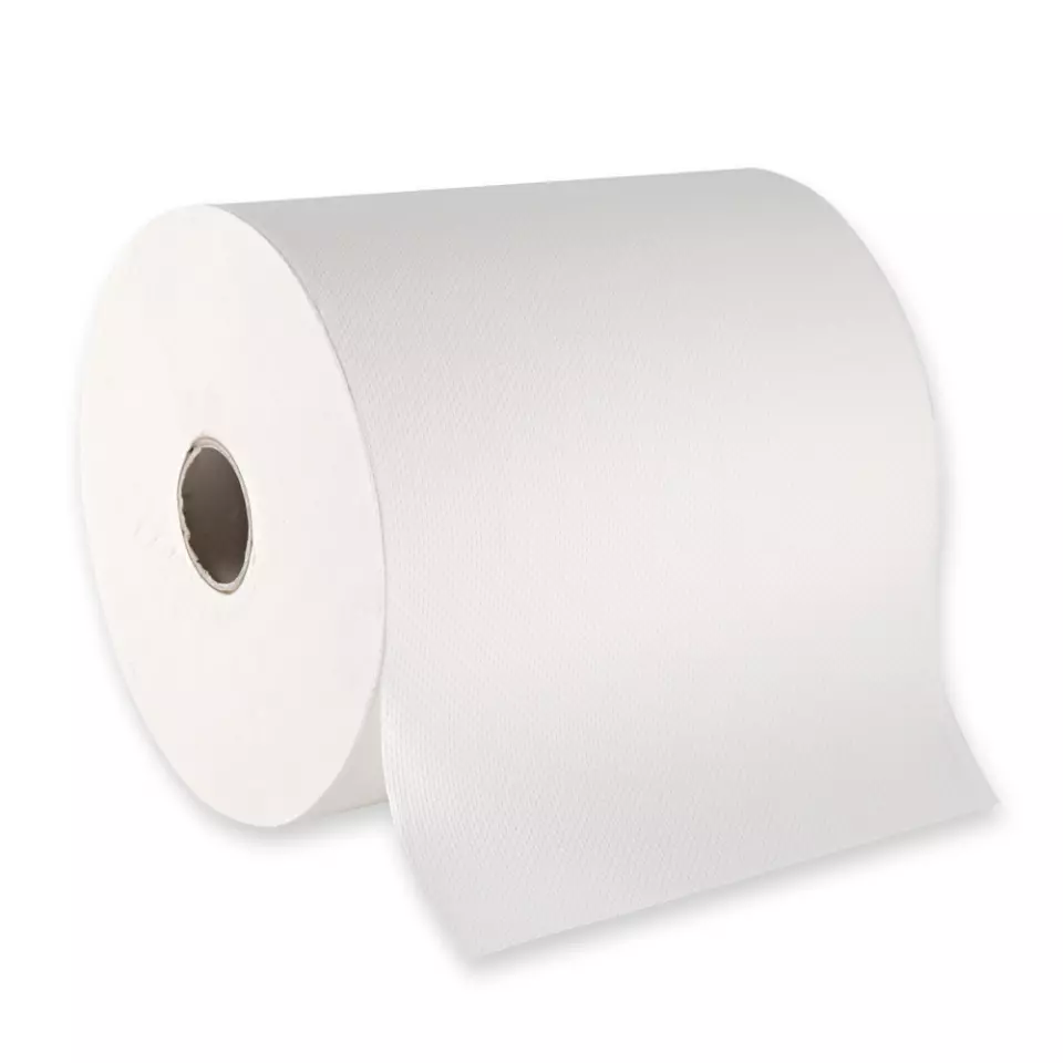 HygoClean 30445, Paper Towel Rolls, 2-Ply, Outside Unwinding, Bright White (Cellulose), image 2, gallery thumbnail