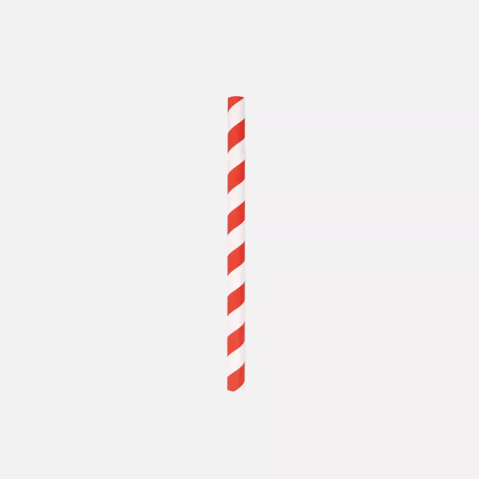 NATUREStar 421350, Cocktail Organic Paper Straws, FSC®-mix, red/white striped, ø 8 mm, 130 mm, image 1, gallery thumbnail