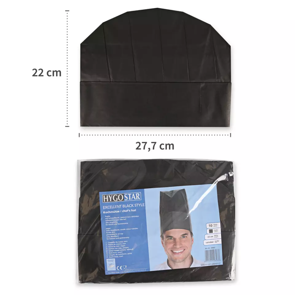 HygoStar 09803, Excellent Paper Chef's Hats, 22 cm, Black, image 9, gallery thumbnail