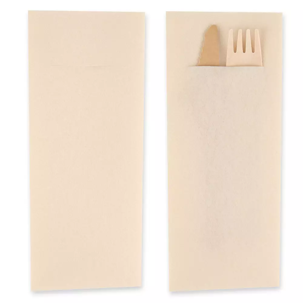 Franz Mensch 30631, Airlaid Cutlery Napkins, 1-ply, 1/8 Fold, 40 x 33 cm, Creme, FSC®-mix