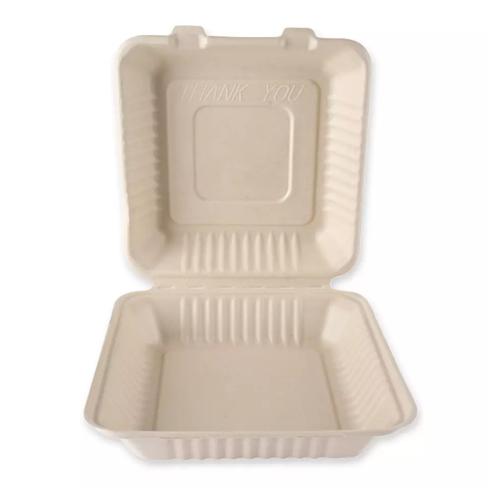 NATUREStar 412245, Organic Bagasse Menu Boxes with Hinged Lid, image 1, gallery thumbnail