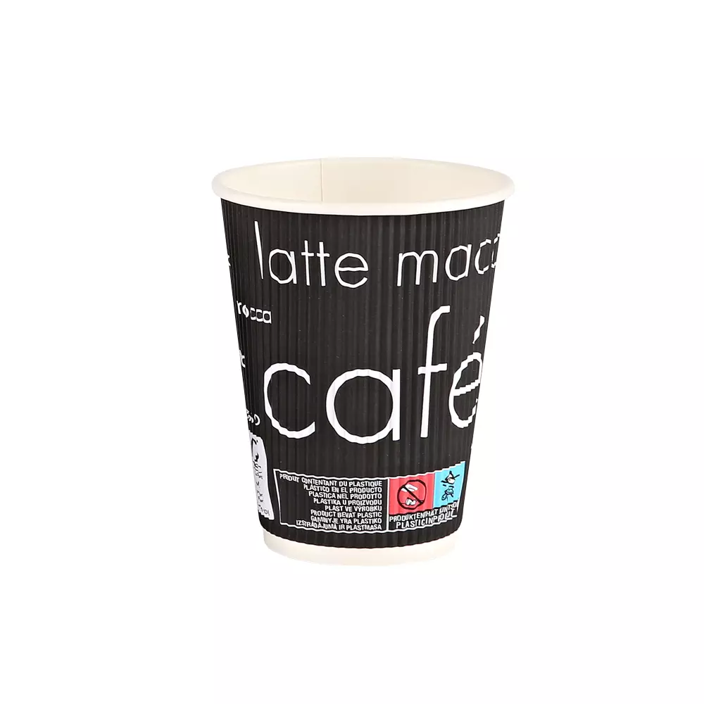 HygoStar 4029123, Riffel-Kaffeebecher aus Pappe/PE, 300 ml / 12 oz, ø 90 mm, FSC®-Mix