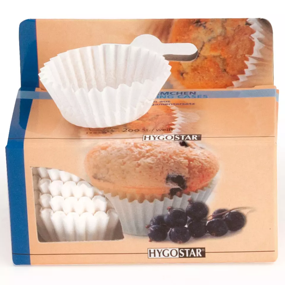 HygoStar 39071, Paper Baking Cups, Ø 5 x 2.5 cm, White, Blister, image 1, gallery thumbnail