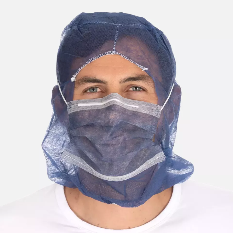 HygoNorm 132006, PP Astro Eco Caps with 2-ply Face Mask, Dark Blue, image 2, gallery thumbnail