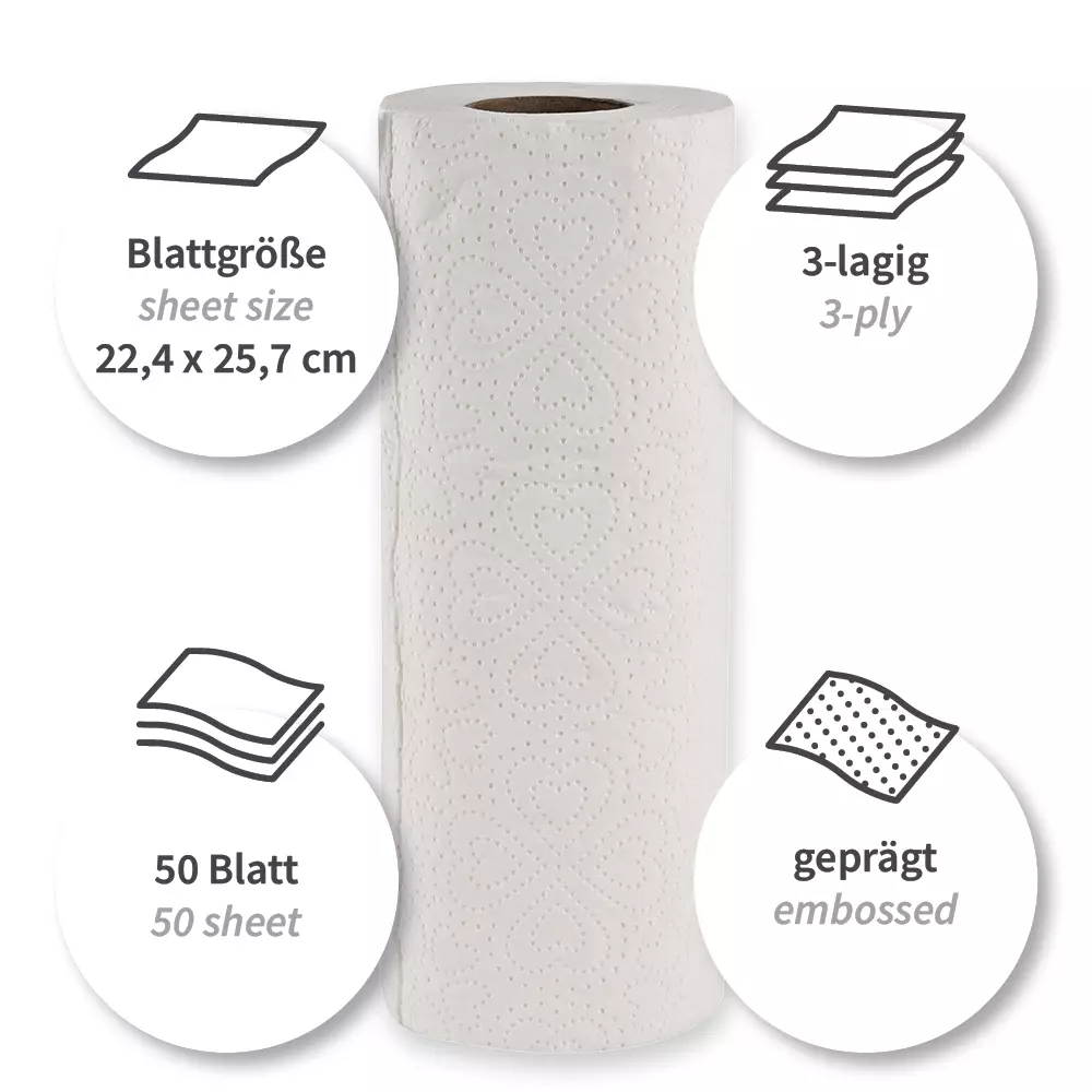 HygoClean 30452, 3-Ply Cellulose Kitchen Rolls, image 2