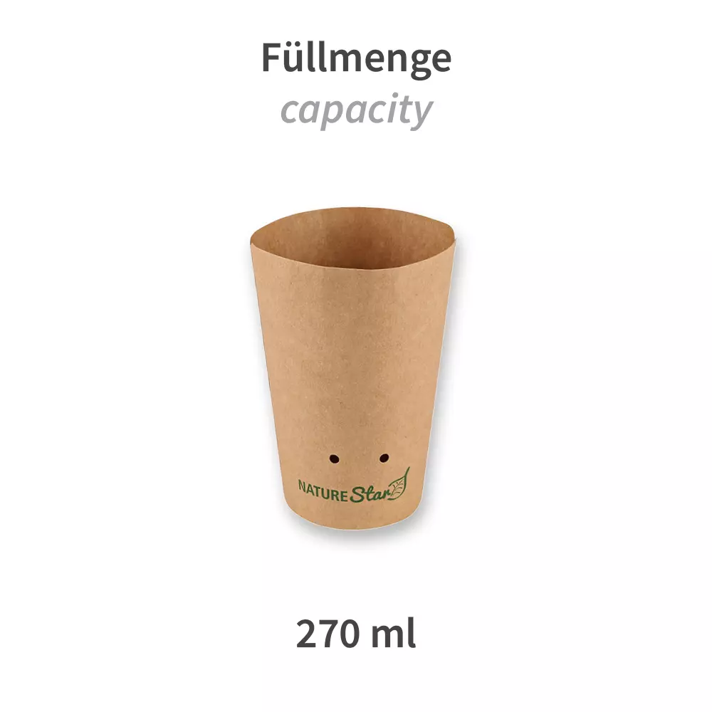 NATUREStar 417927, Organic Kraft Paper/PE Snack Boxes, Ø 60 mm x 117 mm, 270 ml, FSC®-Mix, image 1