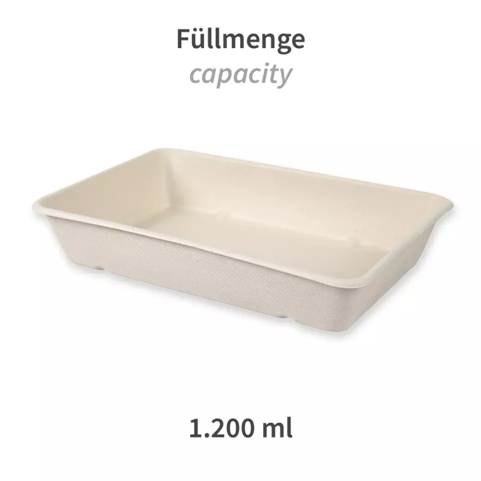 NATUREStar 411455, Classico Organic Bagasse Trays, 230 x 156 x 45 mm, 1200 ml, image 3, gallery thumbnail