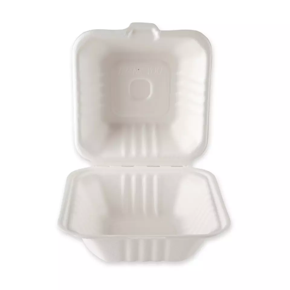 NATUREStar 41215, Organic Hinged Lid Bagasse Hamburger Boxes, 150 x 85 mm, image 1, gallery thumbnail