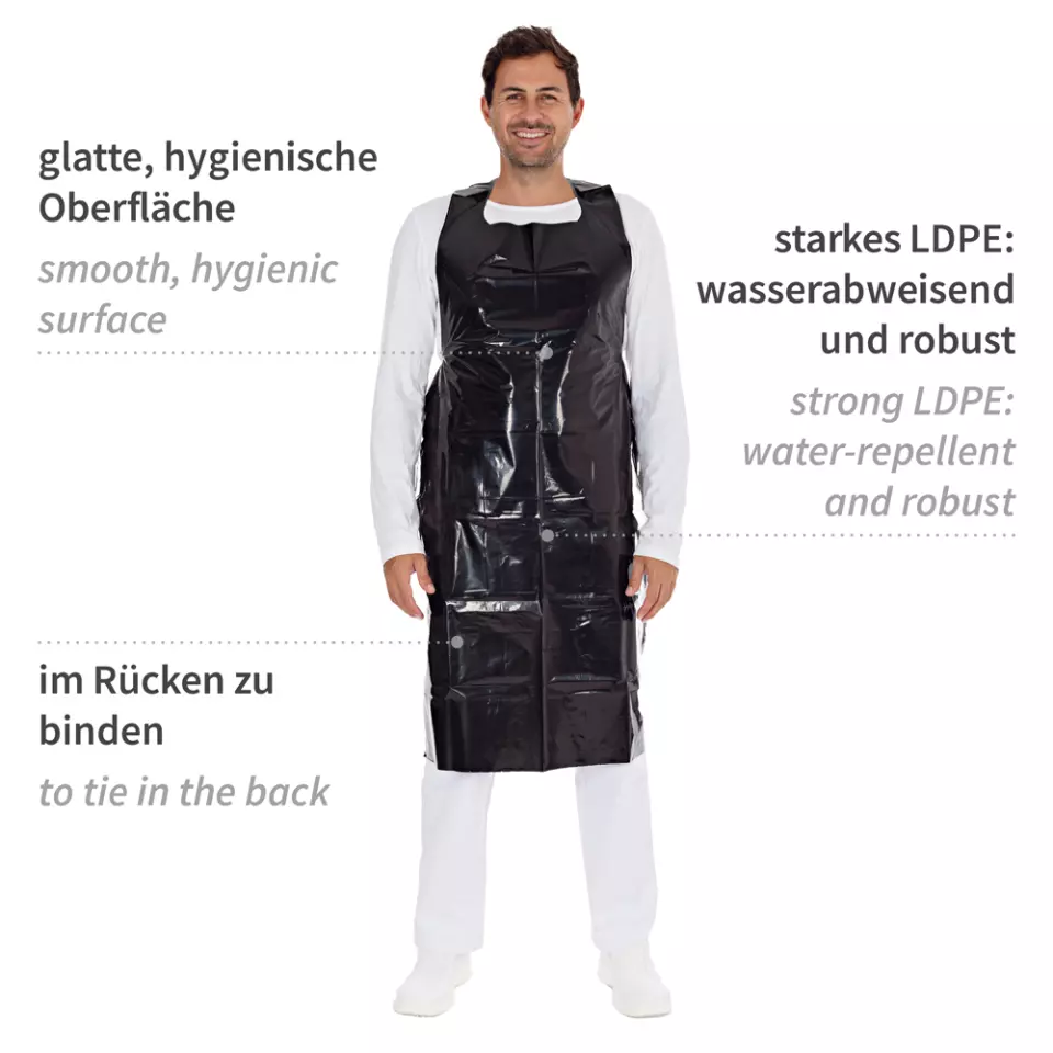 HygoStar 23538, Disposable Aprons, LDPE, 150 x 100 cm, Black, Approx. 60 my, image 3, gallery thumbnail