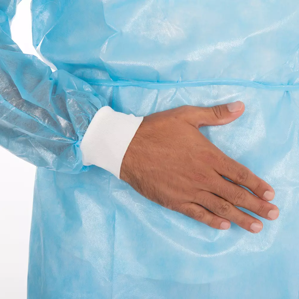 HygoNorm 277710, Light PP/PE Gowns, Partly Laminated, Velcro, XL, Blue, image 4