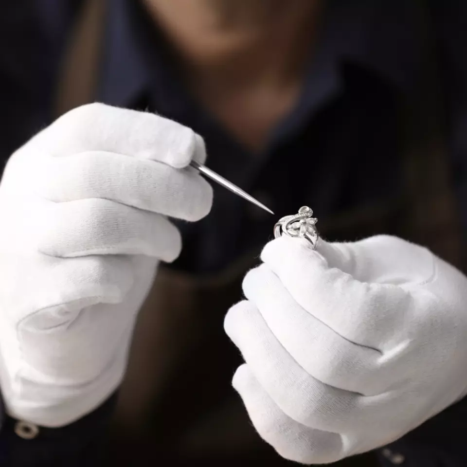 HygoStar 27111, Blanc Doubled Cotton Gloves, image 2, gallery thumbnail