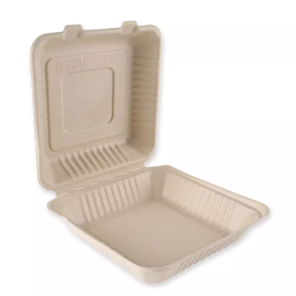 NATUREStar 412245, Organic Bagasse Menu Boxes with Hinged Lid, image 2, gallery thumbnail