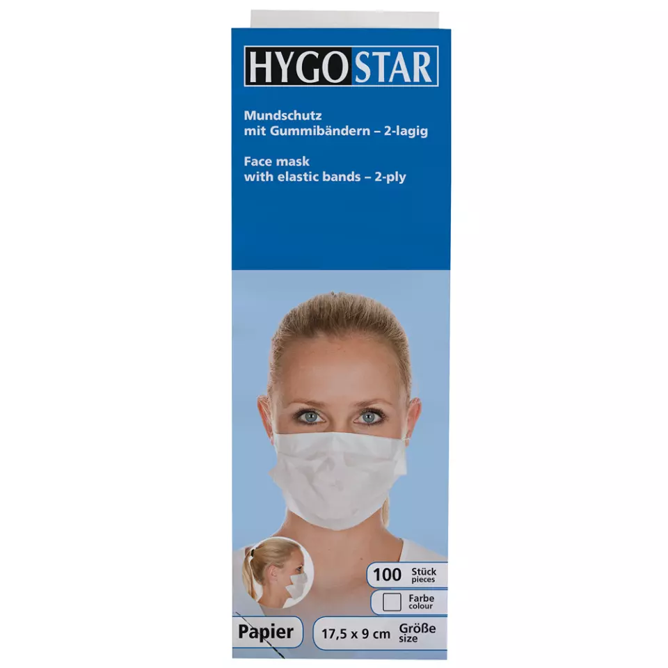 HygoStar 2910, Civil Use 2-Ply Paper Face Masks, White, image 3, gallery thumbnail