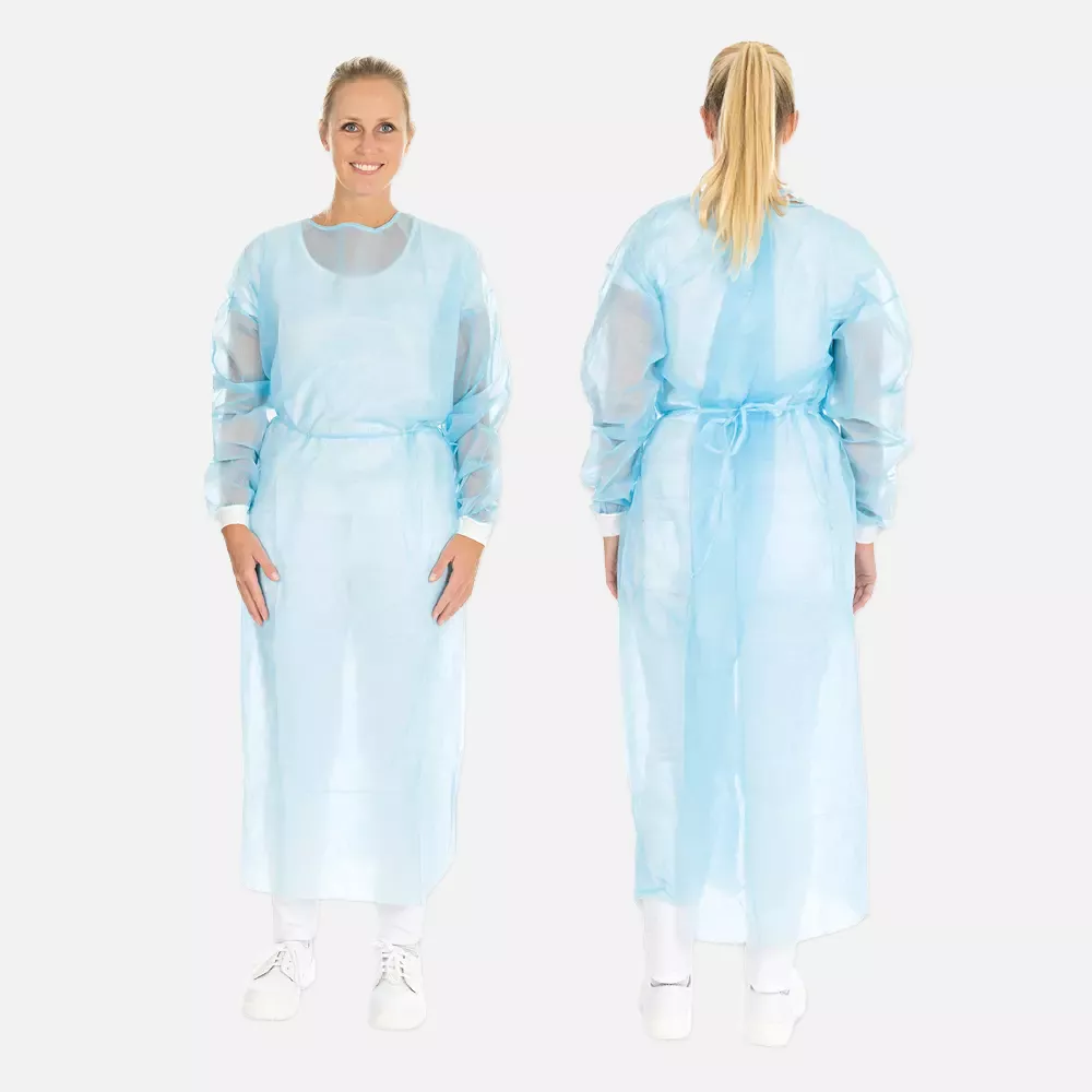 HygoNorm 277769, Eco PP/PE Gowns, Partly Laminated, with Neck Ties, XL, Blue, image 2