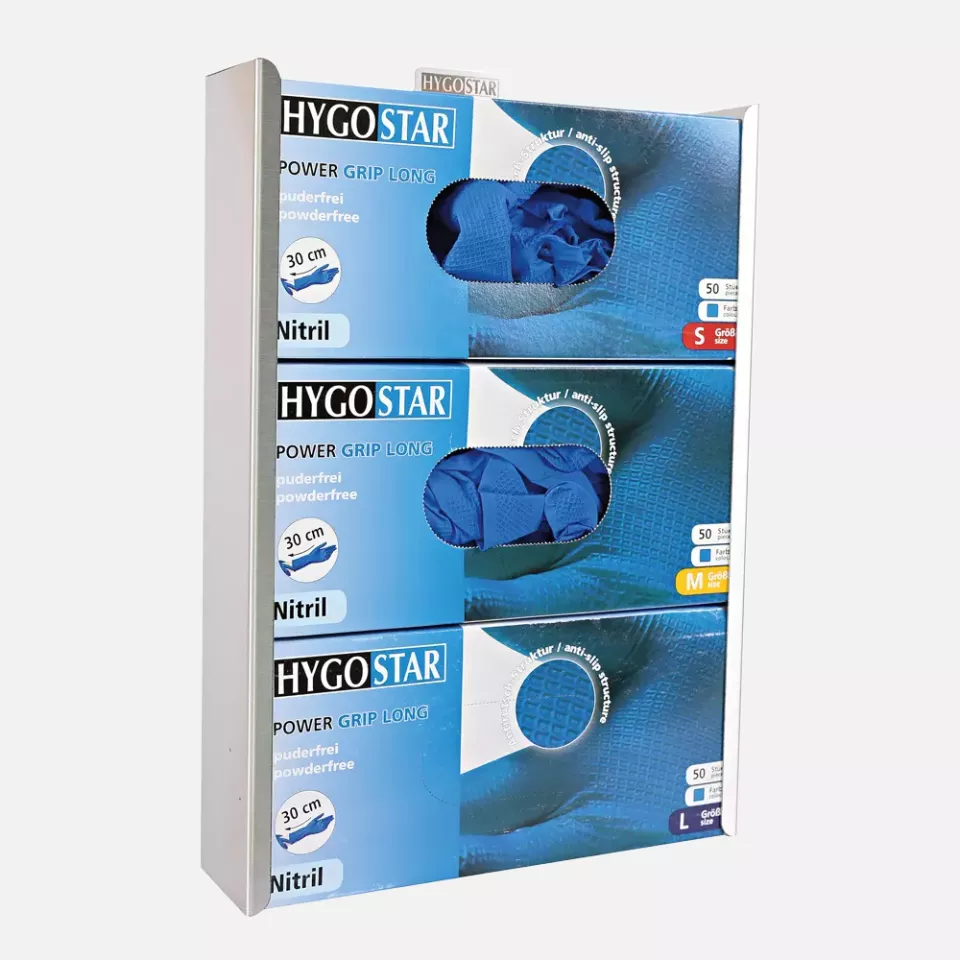 HygoStar 889372, Power Grip Long Glove Dispenser, Stainless Steel, image 2, gallery thumbnail