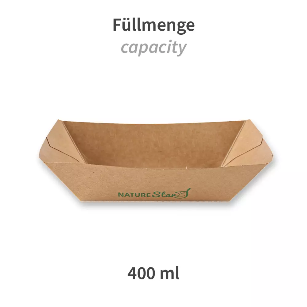 NATUREStar 416540, Tasty Organic Food Trays, 400 ml, 154 x 107 x 41 mm, Kraft Paper/PLA, image 3