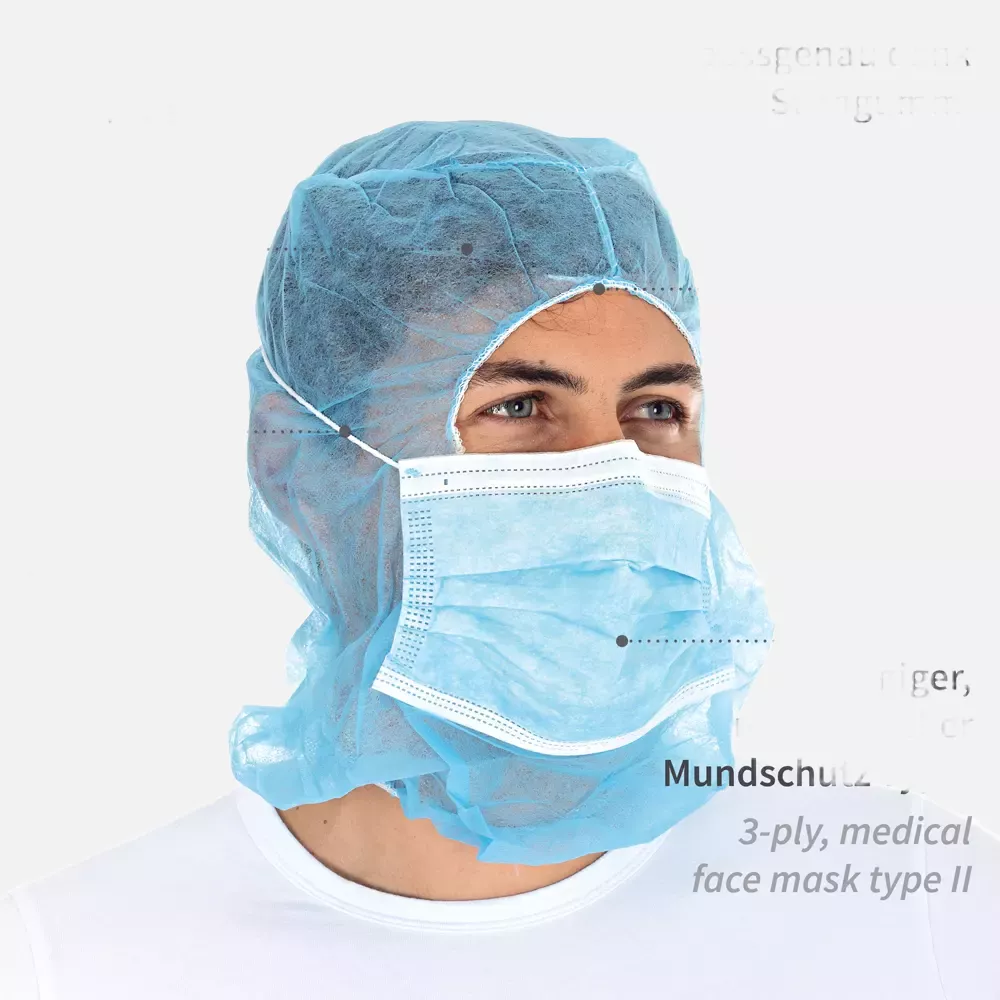 HygoStar 132061, Astro PP Caps with 3-Ply Face Mask, Blue, image 4