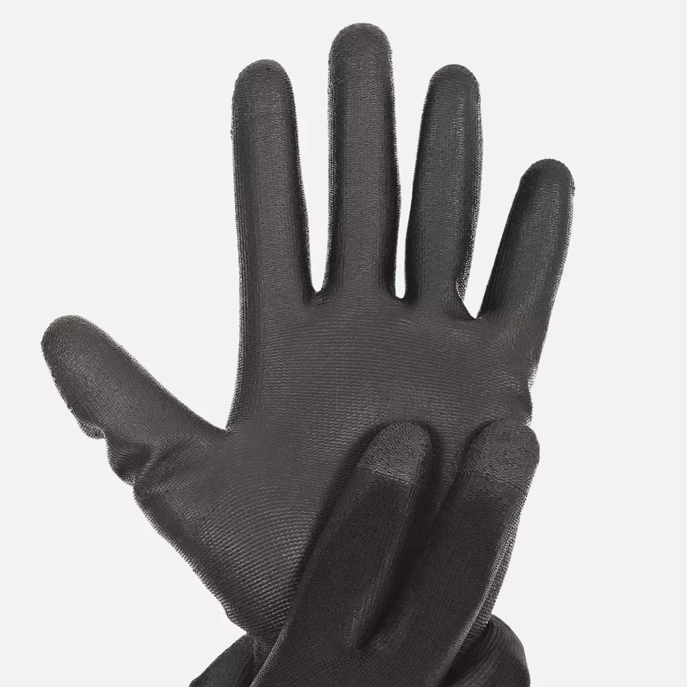 HygoStar 33433, Ace Touch PU Coated Fine Knit Gloves, Black, image 2