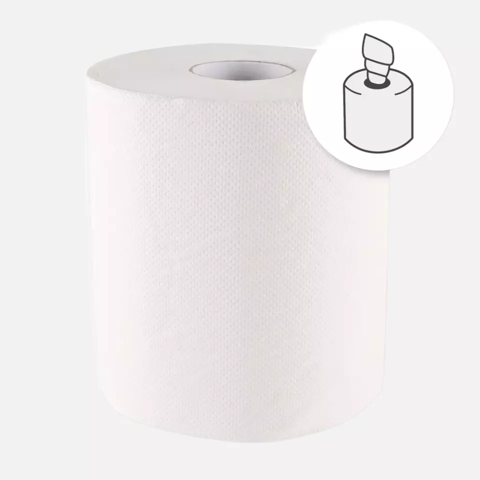 HygoClean 30410, 1-Ply Centerfeed Cellulose Paper Towel Rolls, Bright White, image 1, gallery thumbnail