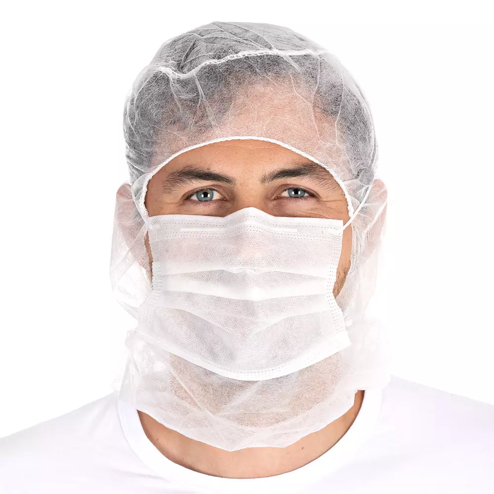 HygoNorm 132019, Astro Eco Caps with 2-Ply Face Mask, PP, White, image 2