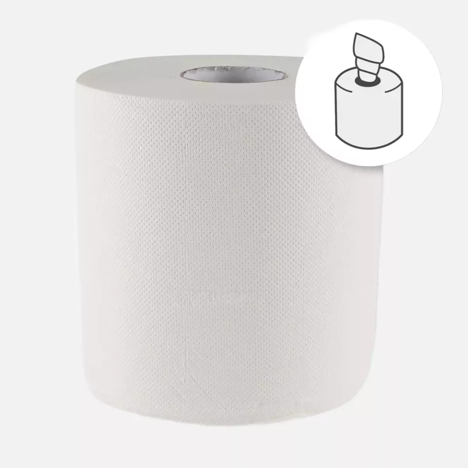 HygoClean 30412, 2-Ply Cellulose Paper Towel Rolls, Centerfeed, White, image 1, gallery thumbnail