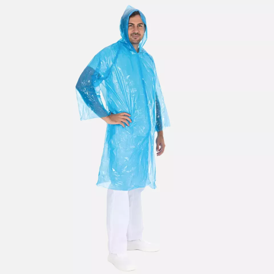HygoNorm 27336, Light PE Visitor Gowns, With Hood, Blue, image 1, gallery thumbnail