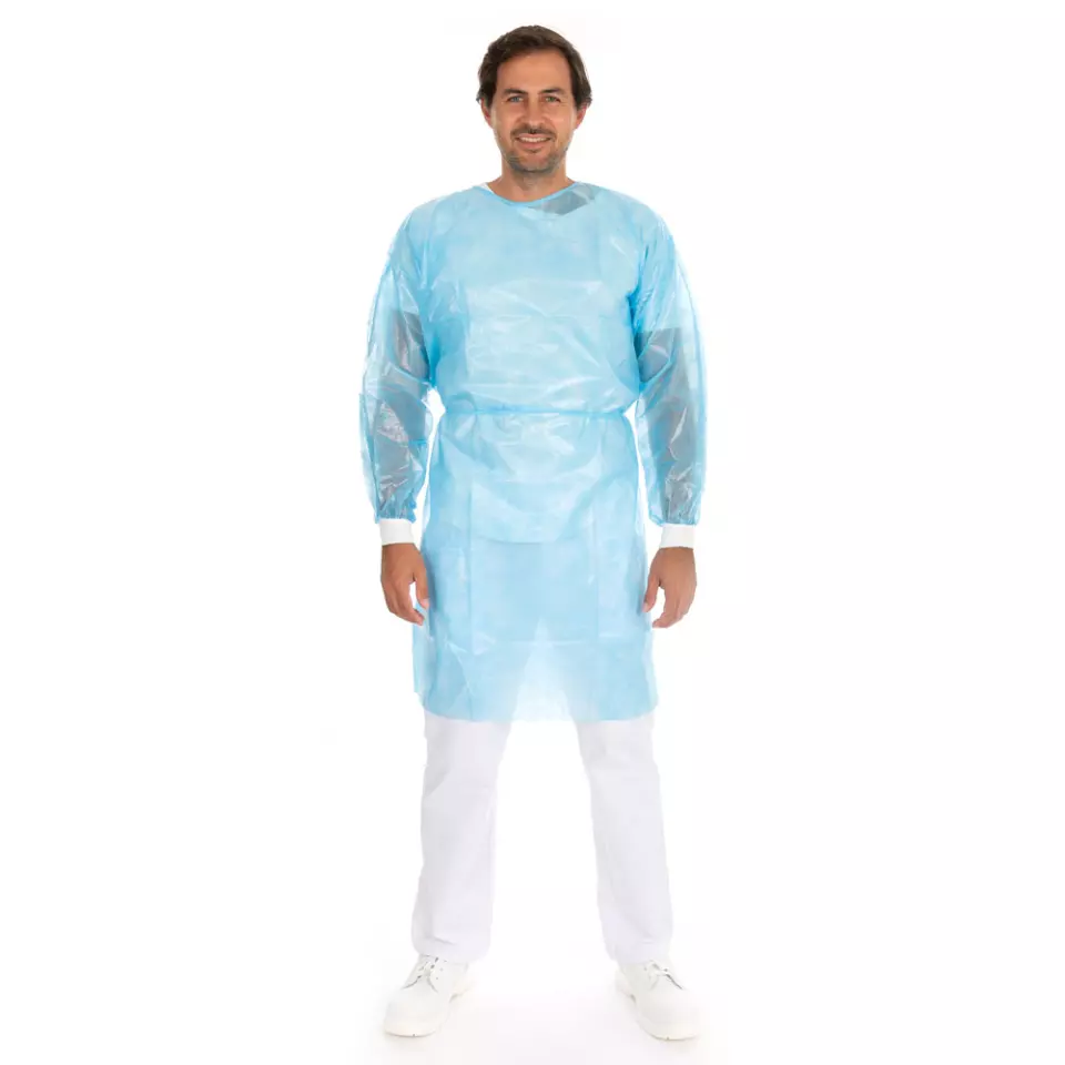 HygoNorm 277719, Eco PP/PE Kittel, Teillaminiert, Klettverschluss, Größe L, Blau, image 1, gallery thumbnail