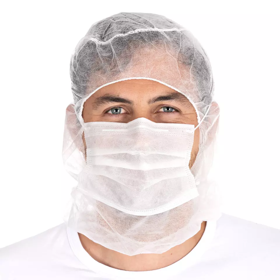 HygoNorm 132019, Astro Eco Caps with 2-Ply Face Mask, PP, White, image 2, gallery thumbnail