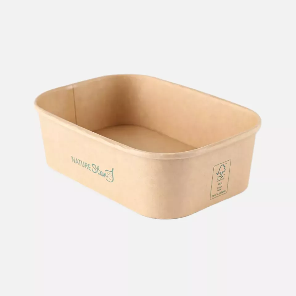 NATUREStar 417465, Takeaway Organic Kraft Paper/PE Trays, 650 ml, 172 x 120 x 50 mm, FSC®-mix, image 1, gallery thumbnail