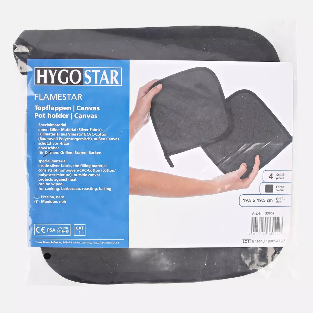 HygoStar 33002, Flamestar Canvas Pot Holders, 19,5 x cm, Black, image 1