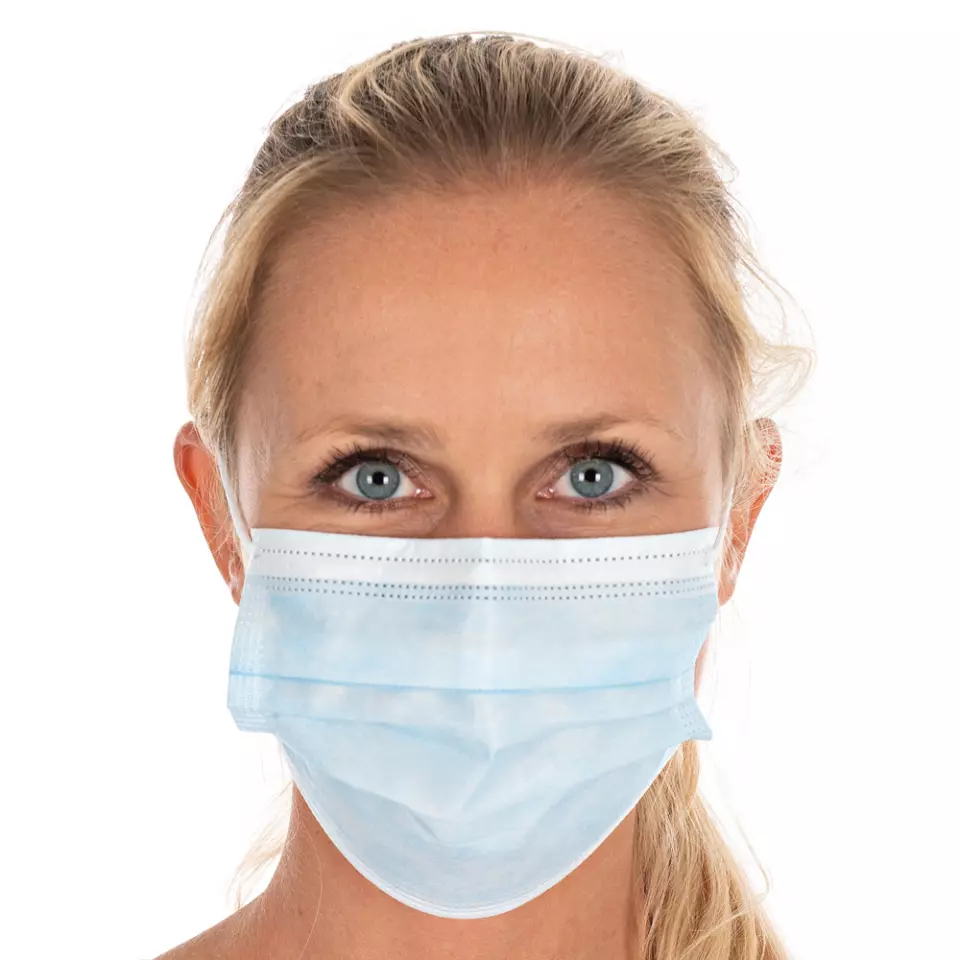 HygoStar 291768, Type II 3-Ply PP Face Masks, Blue, Individually Packed, image 1, gallery thumbnail