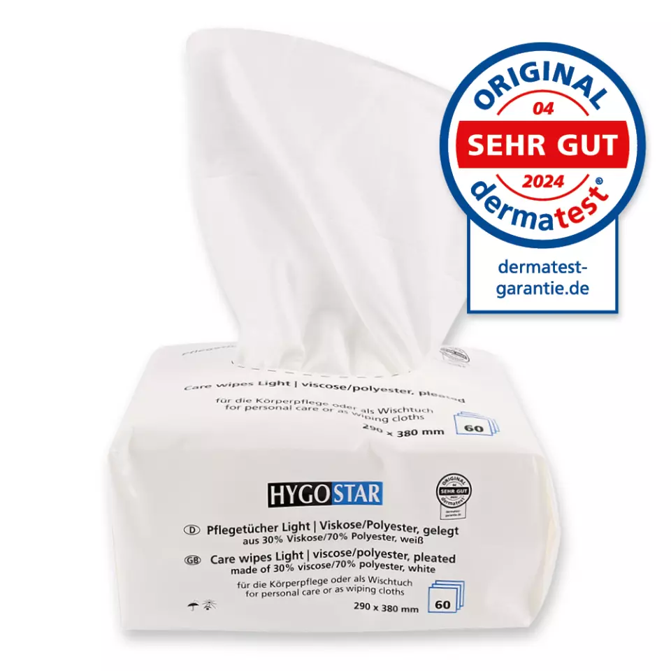 Hygostar 53622, Care Light Wipes, 29 x 38 cm, Viscose/Polyester, Pleated, White, image 1, gallery thumbnail
