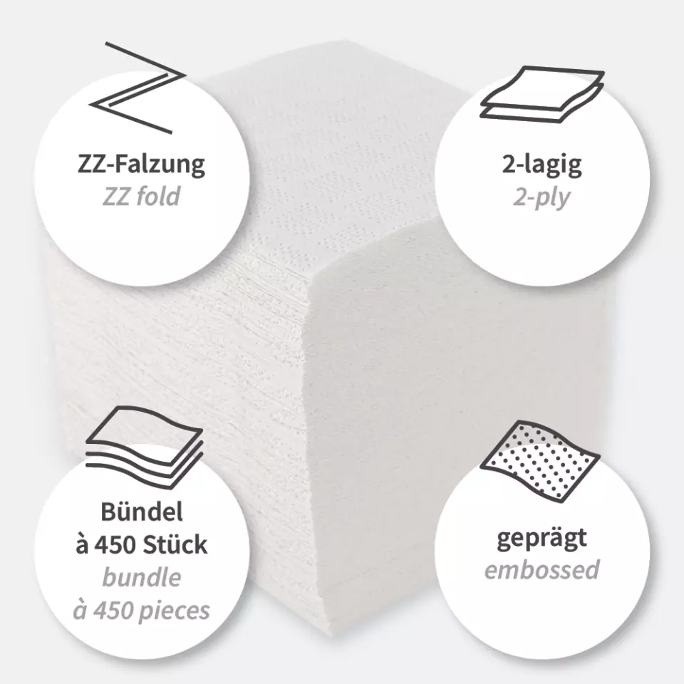 HygoClean 30427, 2-lagiges Interfold Zellstoff-Toilettenpapier, Einzelblatt, Weiß, FSC®-Mix, image 7, gallery thumbnail