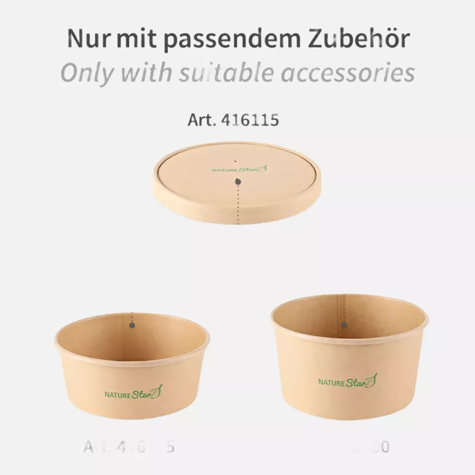 NATUREStar 416115, Organic Caesar Kraft Paper/PLA Lids, ø 150 mm, image 3, gallery thumbnail