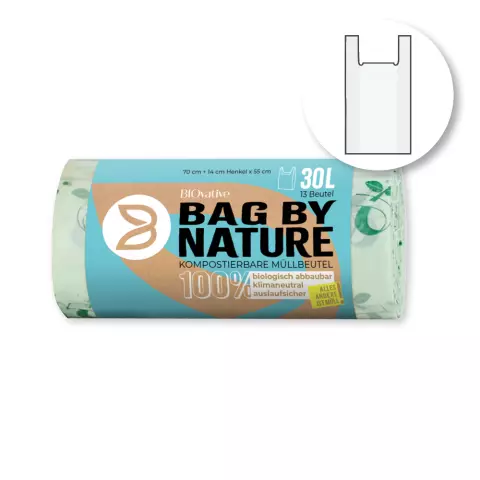 Franz Mensch Biodegradable Corn Starch Garbage Bags with Handle, 30 l, Roll