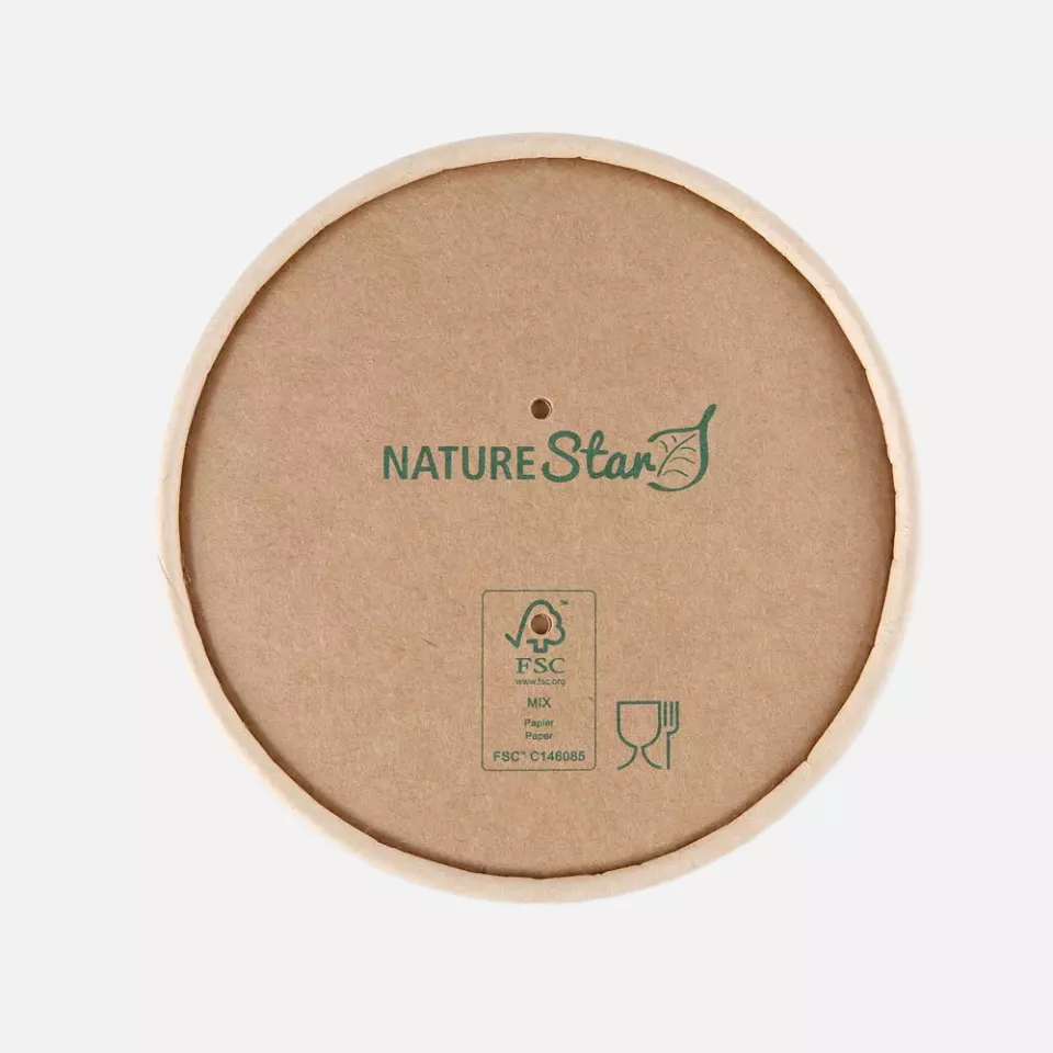 NATUREStar 417212, Minestrone Organic Lids, ø 116 mm, kraft paper/PE, FSC®-mix, image 1, gallery thumbnail