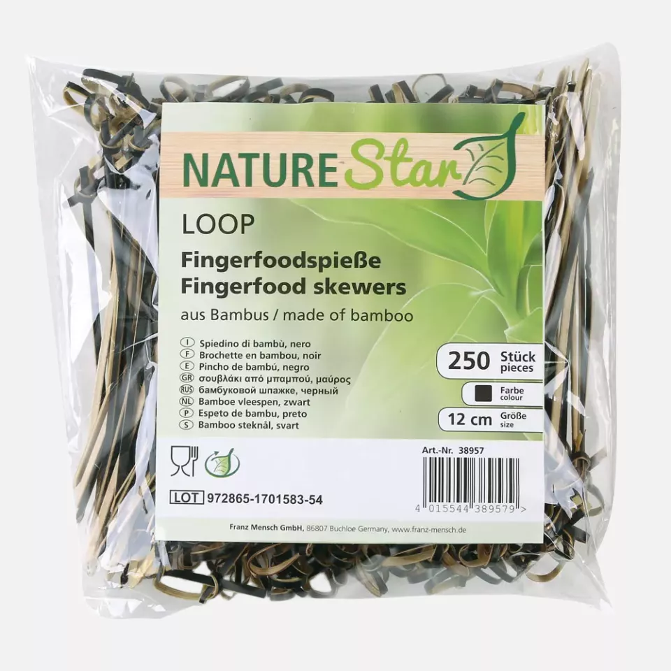 NATUREStar 38957, Organic Loop Bamboo Fingerfood Skewers, 120 mm, Black, image 5, gallery thumbnail