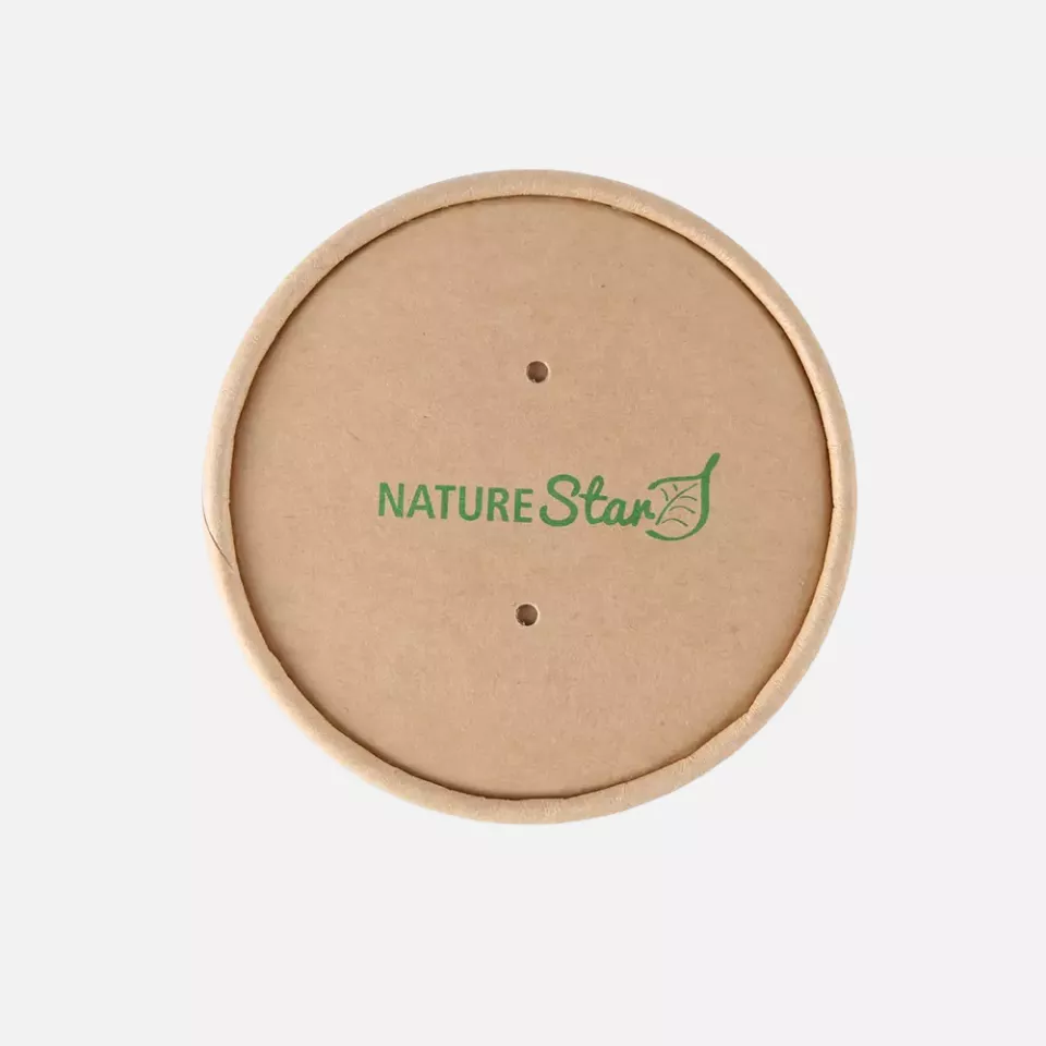 NATUREStar 416210, Organic Minestrone Kraft Paper/PLA Soup Cup Lids, ø 97 mm, image 1, gallery thumbnail