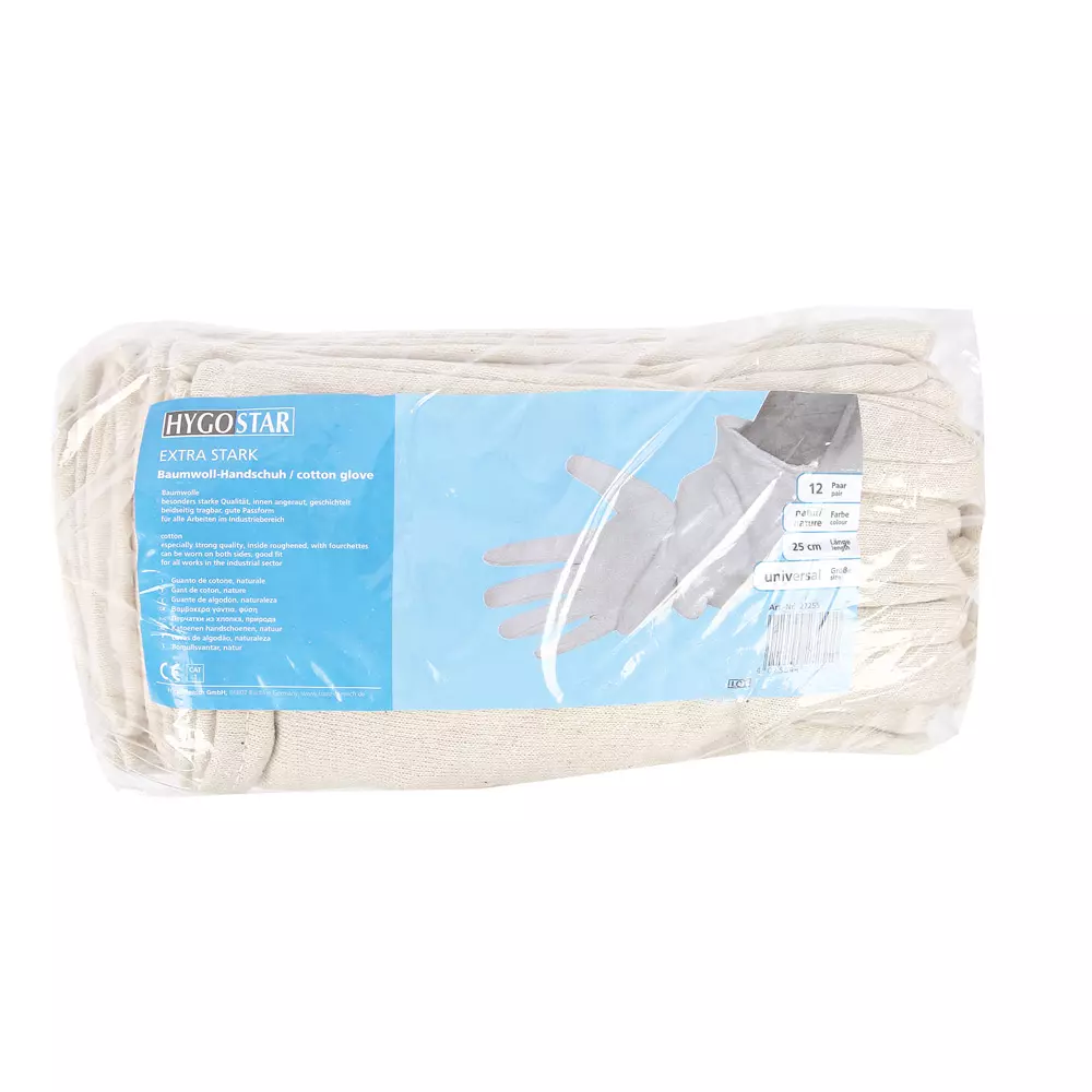 HygoStar 27255, Extra Strong Cotton Gloves, One Size, Natural, image 2