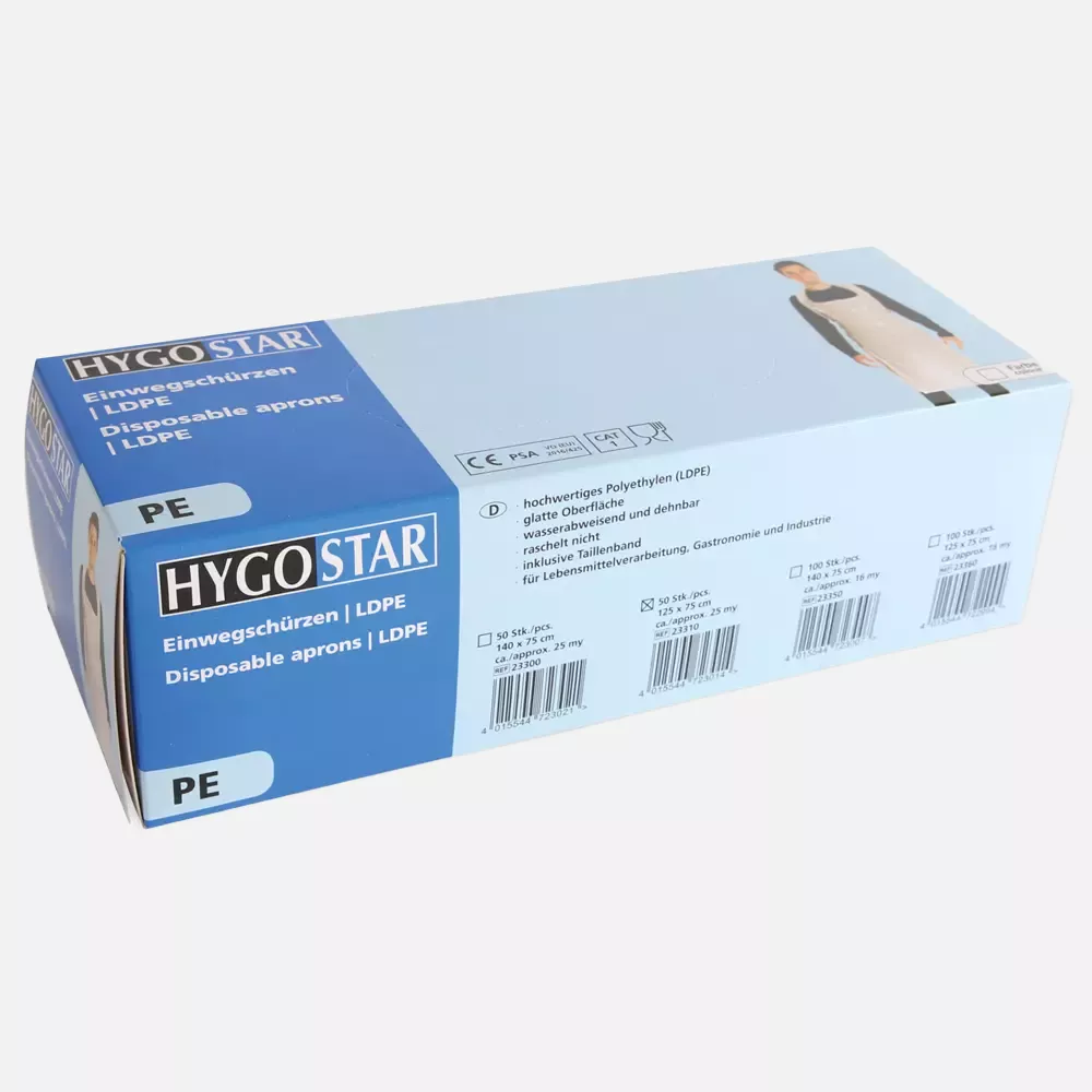 HygoStar 23350, LDPE Disposable Aprons, Dispenser Box, 140 x 75 cm, Approx. 16 my, White, image 3