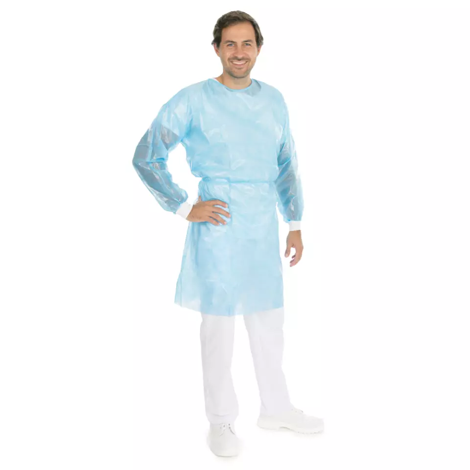 HygoNorm 277710, Light PP/PE Gowns, Partly Laminated, Velcro, XL, Blue, image 1, gallery thumbnail