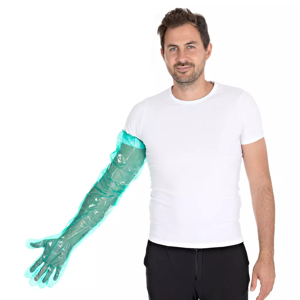 Hygostar 2621, Softline Long Plus LDPE Gloves, Green, image 2
