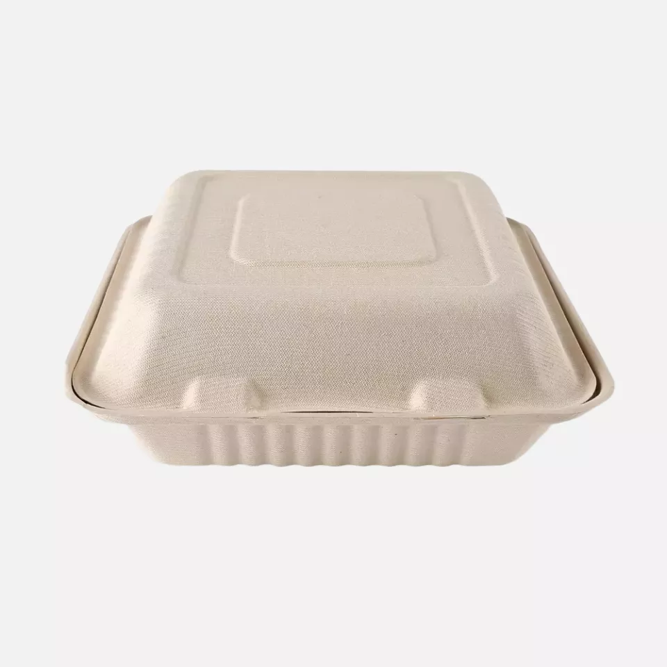 NATUREStar 412265, Bagasse Organic Menu Boxes, Hinged Lid, image 4, gallery thumbnail