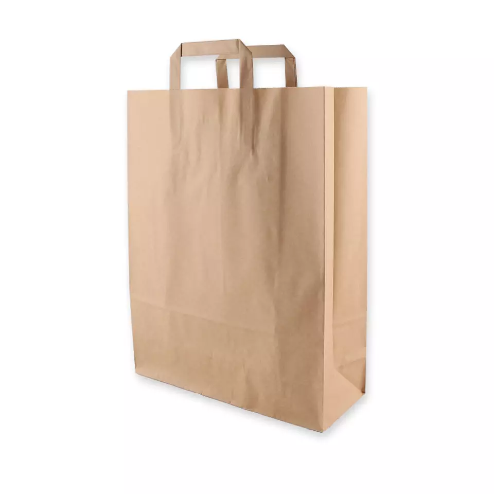 NATUREStar 35563, Organic Kraft Paper Carrier Bags, 320 + 120 x 400 mm, Brown, image 1, gallery thumbnail